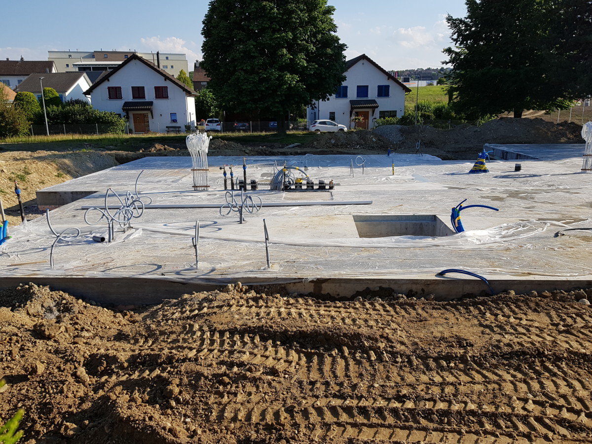 Kindergarten Mühlebach Amriswil: Bodenplatte aus Beton l Krattiger Holzbau AG Amriswil