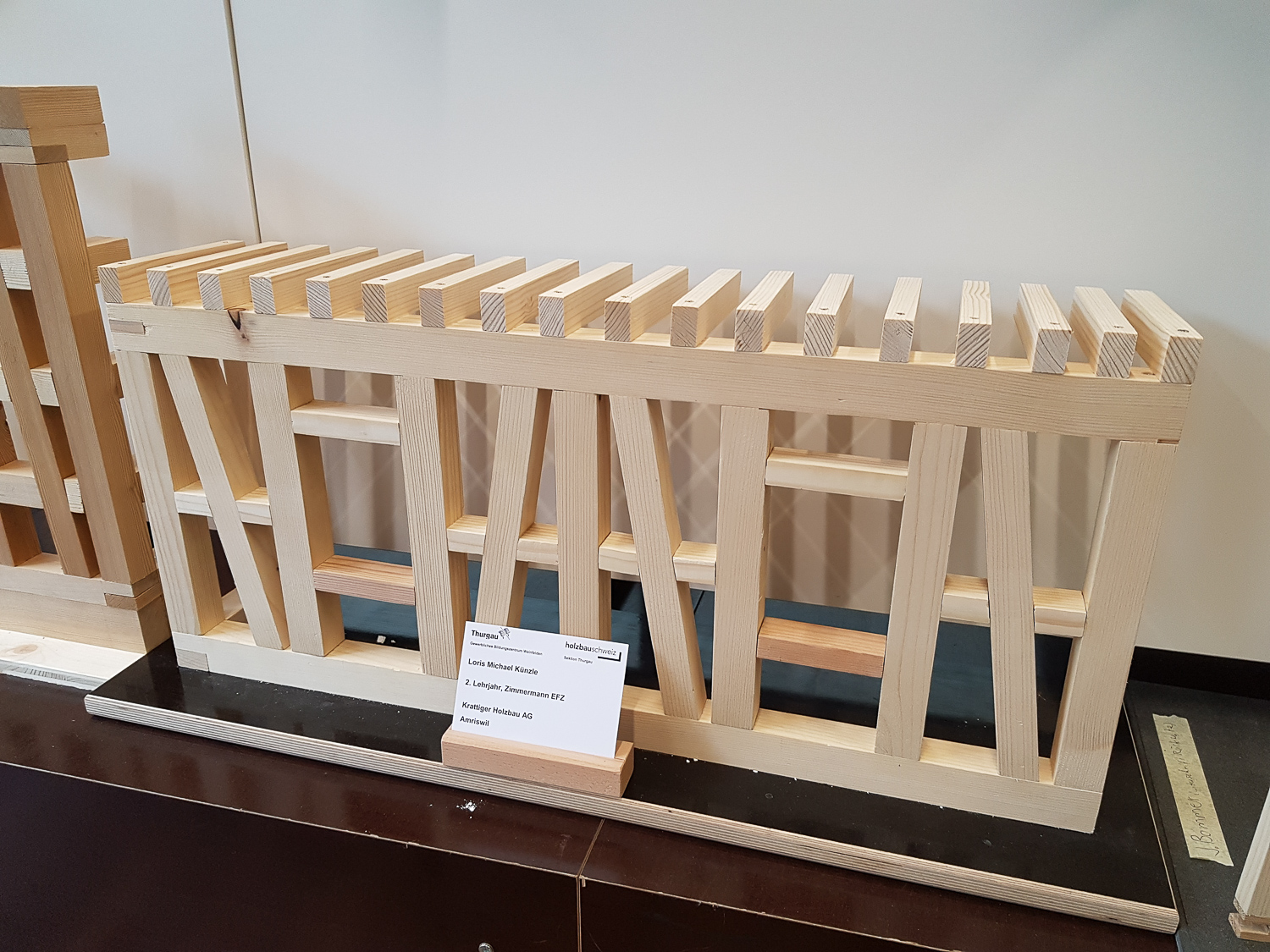 Modellwettbewerb 2019 GBZ Weinfelden: Modell «Riegelwand» von Loris Künzle l Krattiger Holzbau AG Amriswil