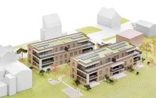MFH Obstgarten Amriswil Modell Überbauung mit Holzfassade für EFH und MFH