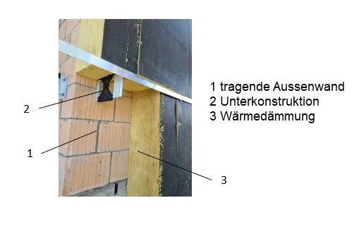 Beispiel Aufbau einer vorgehängten hinterlüfteten Fassade durch Krattiger Holzbau AG Amriswil